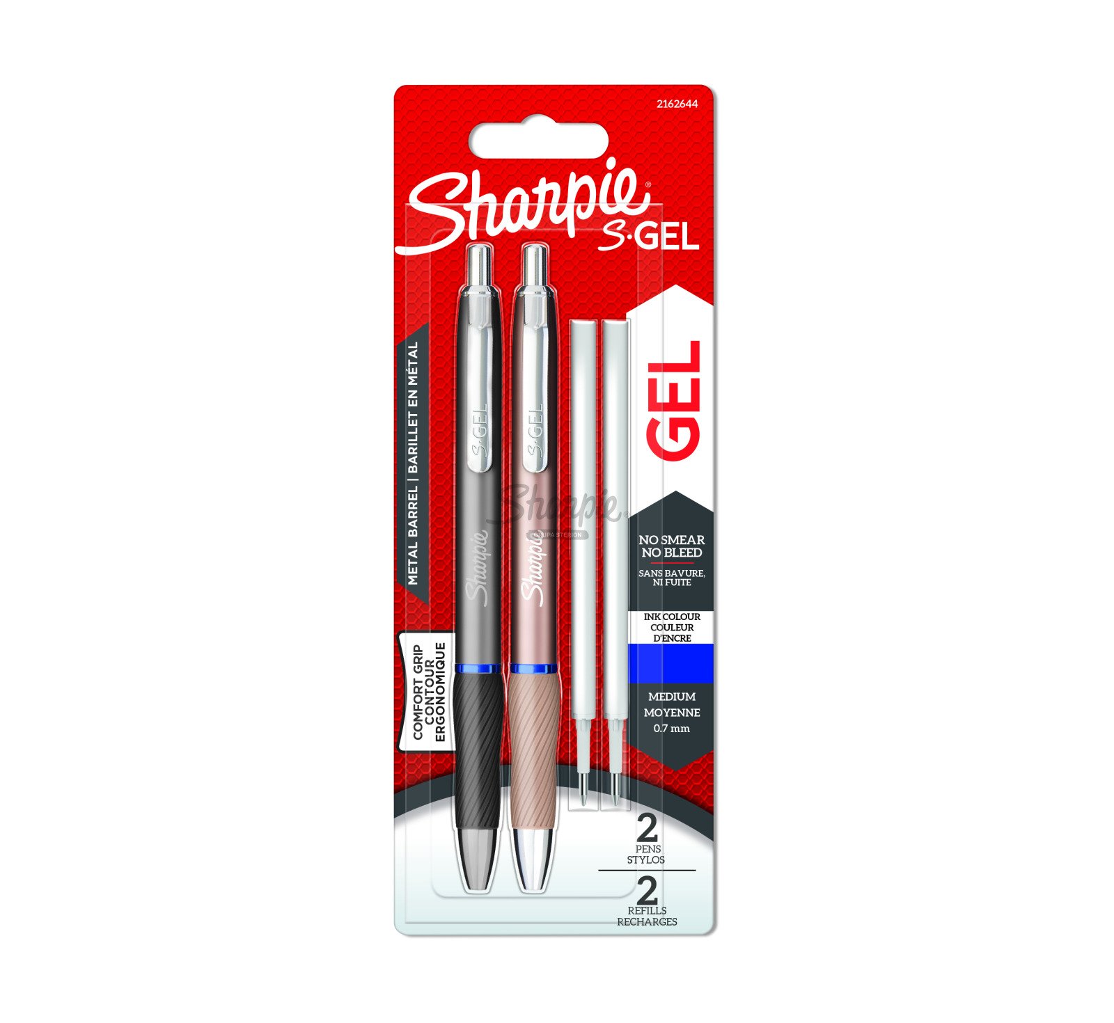 2 x długopisy żelowe Sharpie S-Gel,  metal ( złoty i srebrny), M (0.7mm) + 2 wkłady