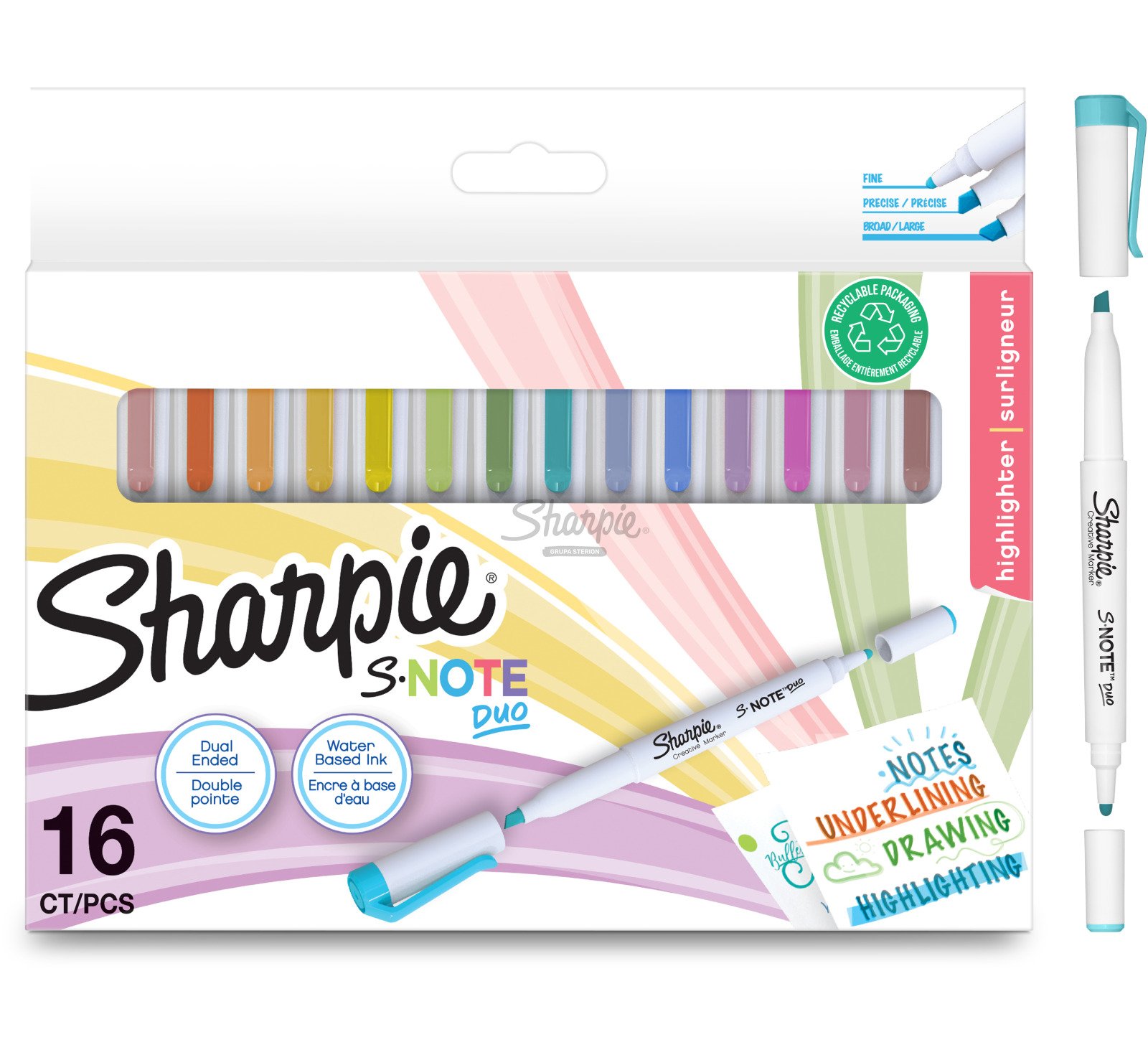 Sharpie S-note DUO Mix kolorów 16 szt.